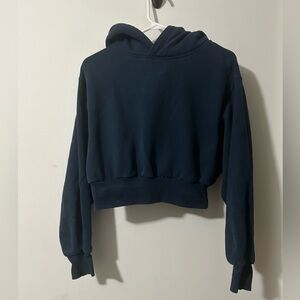 TNA Cozy  AF Fleece Blue Cropped Hoodie